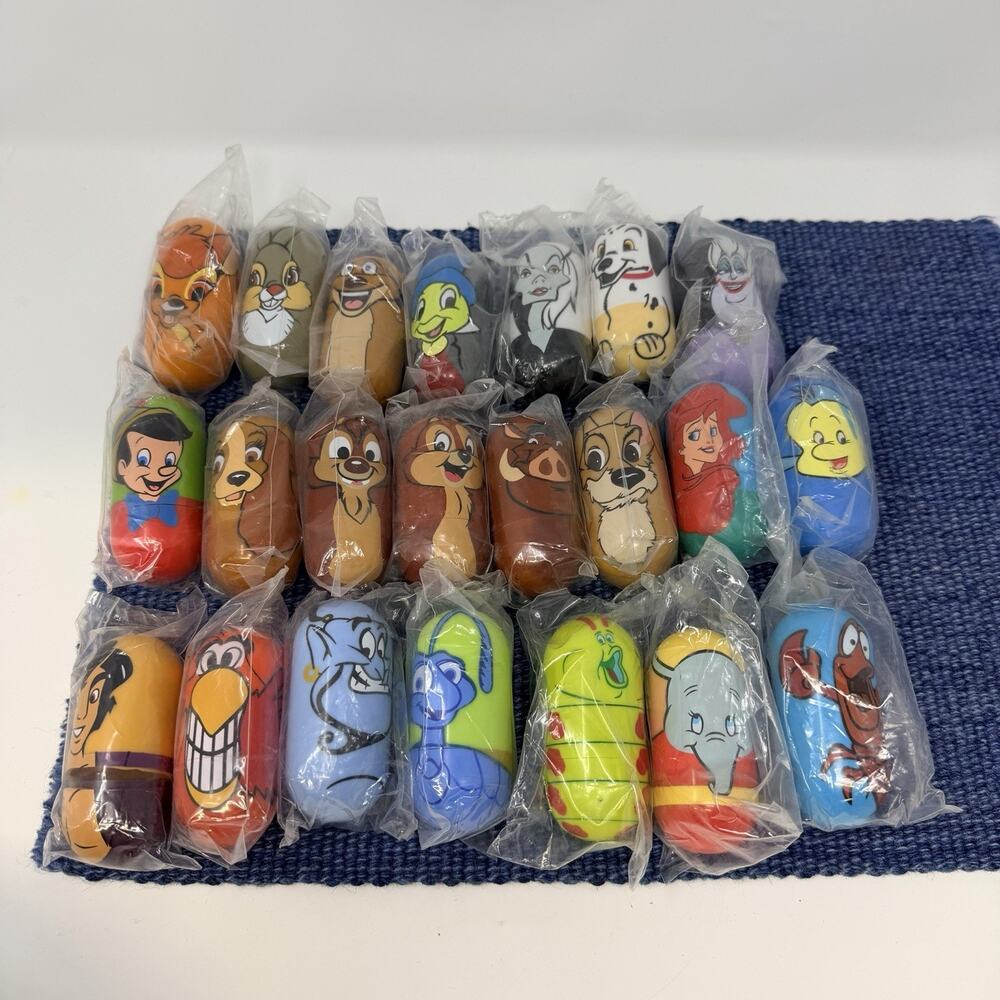 Kellogg's Disney Weeble Wobble Beans Lot Of 22 Used READ Little Mermaid